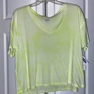 NWT Neon Yellow Tie dye Cropped tee